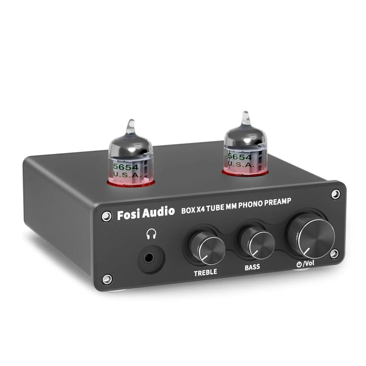 Fosi Audio Box X4 Phono Preamp & Headphone Amplifier with JAN 5654W Vacuum Tubes for MM Turntable Phonograph Preamplifier